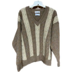 VINTAGE BRAEMAR 100% SCOTTISH SHETLAND WOOL MEN'S Cable knit Sweater LARGE